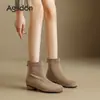 Botas Western Retrô Aogushi Deng Femininas 2026 Novas Botas Curtas Outono Inverno Maillard Botas Femininas Salto Grosso Afinando o Tornozelo