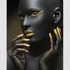 Fábrica de Shenzhen Pintura de Lienzo para Mujer Oro Negro Africano Núcleo Navia Moderno Lujo Ligero Pintura Decorativa para Sala de Estar