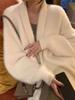 Cárdigan Suéter Largo hasta la Rodilla de Invierno y Otoño Estilo Perezoso Imitación Visón Chaqueta Tejida Suelta Mediana Bata Abrigo Exterior