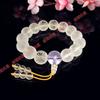 Pulsera de Tres Vías con Mantra de Seis Sílabas Glaseada Escarchada Vidrio Blanco Imitación Cristal Blanco Cabeza de Buda Torre Pulseras para Hombres y Mujeres Suministro para Puesto Callejero