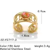 Anillo Popular Europeo y Americano de Acero Inoxidable y Piedra Natural, No se Desvanece, Retro, Lujo Ligero, Gama Alta, Anillo Abierto de Acero de Titanio Transfronterizo