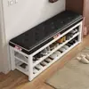 Banqueta para zapatos en la entrada, se puede sentar en ella, simple, almacenamiento de múltiples niveles, zapatero, hierro forjado, acolchado suave, taburete multi-funcional para cambiarse los zapatos, metal, otros
