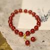 Bienestar natural Pulsera de ágata roja de 8 mm Cosa buena se convierte en doble pulsera de borla nicho retro Mori regalo