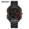 Reloj de Moda OFNS Esqueleto de Coche Rotación 360 grados Reloj para Hombre Tendencia Más Vendido Versátil para Estudiantes Reloj de Cuarzo