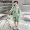 Conjunto de Verão Fino Hanfu para Meninos Estilo Chinês Roupa de Verão Traje Tang Tradicional Infantil Roupa Formal Estilo de Verão Tendência para Meninos Fresco