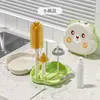 Escova para Limpeza de Garrafas Chupeta de Bebê Portátil Drenável Conjunto Escova de Silicone para Viagem