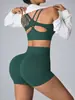 Conjunto de ropa de fitness y yoga, camisola acolchada sin costuras con diseño de espalda cruzada, shorts de cintura alta que levantan el trasero, producto nuevo transfronterizo