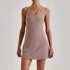 Vestido deportivo cruzado sin costuras anti-exposición europeo y americano para mujer, vestido de verano para correr al aire libre, fitness, tenis 4160