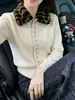 Nuevo abrigo-suéter de mujer con estampado de leopardo y cuello de solapa, colección otoño/invierno 2026, versátil y sin esfuerzo chic, cárdigan de punto adelgazante