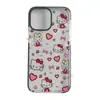Estilo Chica Suave Corbata de Moño Hellokitty Funda para Teléfono Móvil iPhone18Pro Moderna Borde Negro Transparente Anti-Caídas Funda Suave