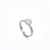 Anillo de Diamante Sintético de Seis Garras para Mujer, Anillo de Pareja Sencillo y de Moda Estilo Zirconia, Anillo Ajustable para Propuesta de Boda, Lujo Ligero al por Mayor