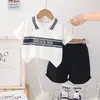Traje de Calle para Niño de Comercio Exterior Verano Nuevo Moda Casual Astutamente Letra de Bebé Lasel Manga Corta Pantalones Cortos Traje Moderno