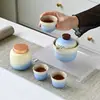 Juego de Té Calado con Gradiente Caja de Regalo Completa para Exteriores Juego Cerámico Souvenir Caja de Regalo para Negocios Regalo de Alta Gama