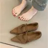 Zapatos de una sola tira de tacón oculto estilo coreano, versátiles, de punta fina, escotados, para ir al trabajo, retro, nuevos 2026, zapatos pequeños de cuero para mujer