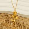 Collar de acero inoxidable chapado en oro de 18 quilates con forma de rosa, sencillo, de estilo europeo y estadounidense, de acero de titanio, ligero, de lujo, joyería explosiva al por mayor
