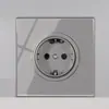 Fabricantes de comercio exterior Tipo 86 suministran panel de vidrio templado interruptor de mesita de noche creativo luz de reinicio enchufe francés europeo