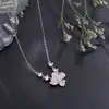 Collar de plata pura 999 con trébol de cuatro hojas azul hielo para mujer, cadena para la clavícula de diseño exquisito, versátil y moderno, regalo perfecto para novia