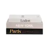 Livro falso moderno minimalista com tema de cidade, livro de exibição de luxo leve americano, peça decorativa para mesa de centro de sala de estar, modelo de livro de decoração suave