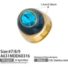 Anillo Vintage de Esmalte Vidrio y Piedra para Mujer, Joyería de Diseño Exagerado, Accesorios de Acero Inoxidable