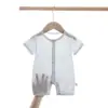 Enterizo de Manga Corta de Verano para Recién Nacidos, Conjunto para Gateo de Bebés, Enterizo Corto para Bebé, Estampado Floral, Unisex, Monos Delgados de Jacquard