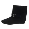 Botas de Media Caña Estilo Coreano con Hebilla Elevadoras de Altura de 5 CM para Mujer, Nuevo Modelo 2026, Puntera Cuadrada, Gamuza, Adelgazantes, Slip-On, Botines