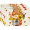 Mantel individual de Otoño para Acción de Gracias más vendido de Amazon con Estampado de Calabaza y Hoja de Arce, Hecho de Lino, Mantel Individual Decorativo a Prueba de Polvo y Aislante Térmico