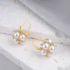 Design Nicho Coreano, Brincos de Pérola Frescos e Doces de Alta Qualidade, Brincos de Flor Cesta de Flores Elegantes Simples e Versáteis e Brincos