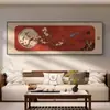Nueva Pintura Decorativa Horizontal para Sala de Estar de Ramas Felices Nuevo Chinoiserie Pintura Colgante de Pared de Fondo para Sofá de Gama Alta Mural de Flores y Pájaros