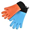 Nueve likes guantes de algodón grueso de doble capa de silicona de cinco dedos aislamiento térmico para el hogar horneado guantes para horno microondas
