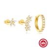 Brincos de Estrela de Oito Pontas com Zircônia em Prata Esterlina S925, Conjunto de Brincos, Brincos Cravejados com Diamantes Quentes Vendidos no Exterior para Mulheres, Brincos de Ano Novo