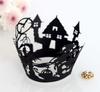 Vaso de papel negro hueco para fiesta de Halloween, casa fantasma para pastel, borde hueco, decoración para pastel, venta al por mayor en Shenzhen