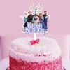 Decoración de pastel de acrílico con sombrero de copa, feliz cumpleaños, tema de Frozen, tarjeta para pastel infantil, decoración de Elsa