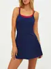 Vestido de dos piezas falso con bloques de color sin espalda, de moda, superventas transfronterizo para mujer, vestido de tenis para deportes al aire libre, anti-exposición