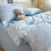 2026 Novo Conjunto de Roupa de Cama de Algodão Cream Puff Quatro Peças Casa Quarto de Estudante Dormitório Lençol Lençol com Elástico Capa de Edredom Todas as Estações Universal
