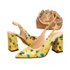 Sandalias de tacón alto para mujer de Huizhou Aliexpress, Estampado de bloques de color a la moda, Punta fina simple, Tacón grueso, Nuevo modelo 2026 para mujer