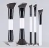 Set de 5 Brochas de Maquillaje Doble Cara Transfronterizo, Brocha para Base y Rubor, Brocha de Contorno de Tres Colores con Cerdas Suaves, Brocha para Polvo Suelto, Herramientas de Belleza de Comercio Exterior
