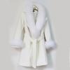Leche de Papaya Otoño e Invierno Nueva Llegada Estilo Coreano Elegante Abrigo de Lana Cuello Grande de Lana con Cordones Moda Ajustado Abrigo de Lana