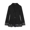 Al por mayor Moda Femenina Primavera 2026 Ajuste Delgado Encaje Patchwork Ceñidor de Cintura Color Sólido Manga Larga Versátil Blazer