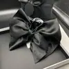 Pasador Negro Satinado con Diamantes Calientes Estilo Princesa Pinza de Lazo Pinza de Tiburón Grande en la Parte Posterior de la Cabeza Nuevos Accesorios para el Cabello