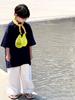 Camiseta de Manga Corta para Niños 2025 Verano Nuevo Sentido del Diseño Niños Verde Pera Fruta Estampada Camiseta Holgada Top para Niñas