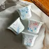 Taza Maestra de Cerámica Azul y Blanca Estilo Chino, Juego de Té Kung Fu para Uso Doméstico, con Diseños de Ciruelo, Orquídea, Bambú y Crisantemo, Taza de Té Cuadrada, Taza Individual