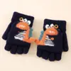Guantes Flip para Niños Lindo Dinosaurio de Dibujos Animados Niños Bebé Niños Jardín de Infancia Invierno Cálido Medio Dedo Lana