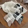 Meias de Lã para Mulheres, Outono e Inverno, Etiqueta de Tecido, Meias de Cano Médio, Engrossadas, Quentes, Estilo Japonês, Ponto Duplo, Caneladas Grossas, Meias Soltas de Inverno