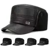 Gorra de Béisbol Gruesa y Cálida para Otoño e Invierno para Hombres de Mediana Edad y Mayores, Sombrero de Cuero para Papá y Abuelo, Gorra Gruesa con Visera de Pato y Forro de Felpa para Proteger los Oídos