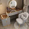 Tocador de dormitorio nórdico, mueble integrado multifuncional minimalista moderno, tocador inteligente con carga inalámbrica
