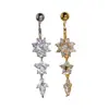 Colgante de Flor Anillo para Ombligo de Acero Inoxidable Moda Europea y Americana Anillo para Ombligo de Aleación de Titanio Cobre Incrustado Circonita Joyería para Ombligo Joyería para Piercings
