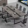 Mesa de conferencias de oficina moderna minimalista, mesa larga, combinación de escritorio y silla de oficina, banco de trabajo de capacitación para el personal, mesa de negociación