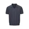 Camisa POLO de Tricô Manga Curta Estilo Retro Americano Old Money Unissex Versátil Solta Gola Lapela Manga Meia Manga Cor Sólida Top Tendência