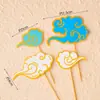 Adorno para Pastel Estilo Chino Nube y Ola, Tendencia Nacional Adorno para Mesa de Postres de Cumpleaños Nube y Ola