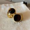 Anillo retro de circonita con ojo de tigre dorado para mujer, diseño de nicho, anillo de lujo ligero de alta gama europeo y americano, combinable con todo.